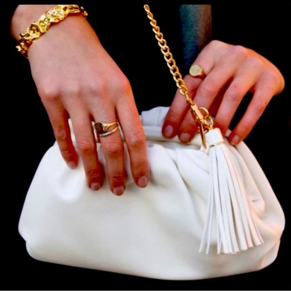 NEW Understated Leather Crescent Clutch Shoulder Bag Purse with Dust Bag